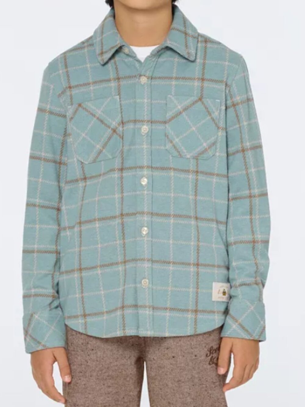 Scotch & Soda Big Boys Yarn Dye Knit Twill Button Up Shirt - Youth Small